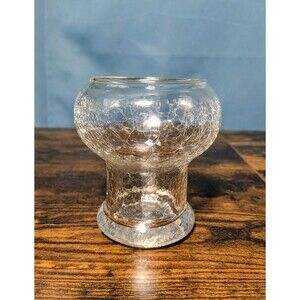 Crackle Glass Clear Vase Votive Candle Holder 5"